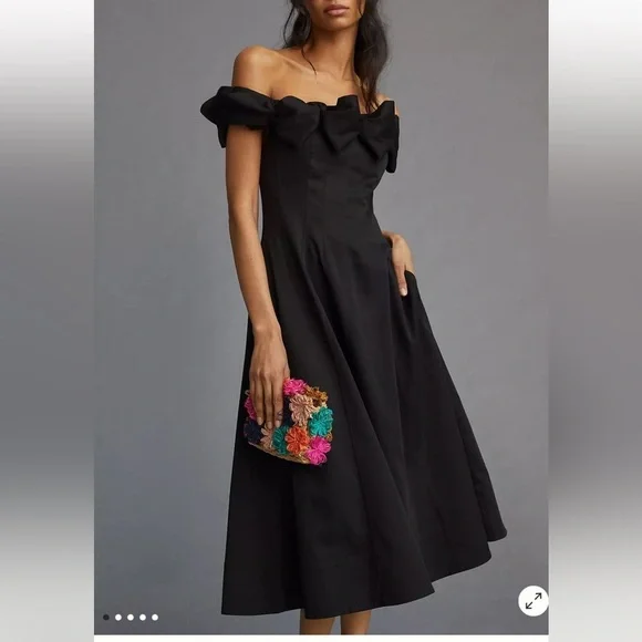 Maeve Off-Shoulder Bow Midi Dress - Picture 1 of 7